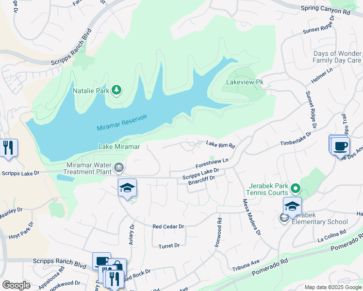 map of restaurants, bars, coffee shops, grocery stores, and more near 11144 Caminito Vista Pacifica in San Diego