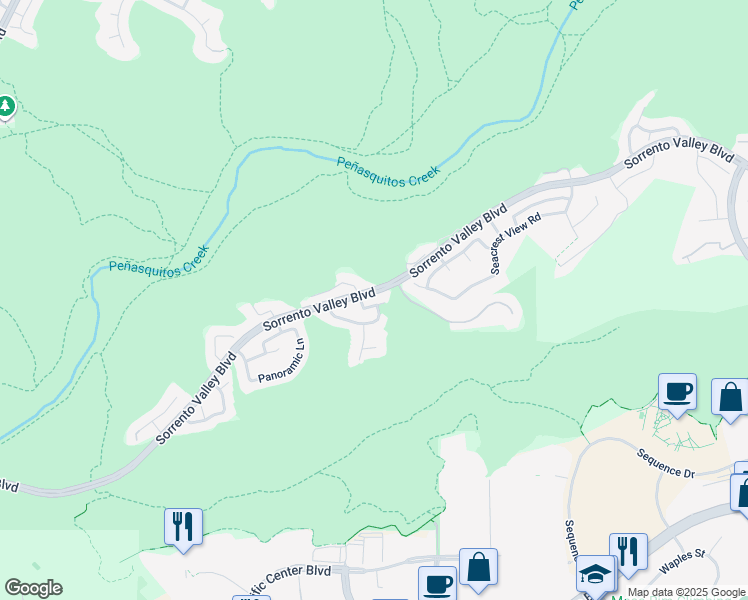 map of restaurants, bars, coffee shops, grocery stores, and more near 5724 Fallenwood Lane in San Diego