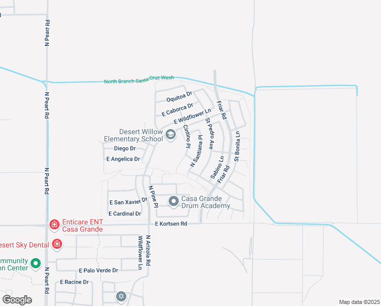 map of restaurants, bars, coffee shops, grocery stores, and more near 2172 North Arizola Road in Casa Grande