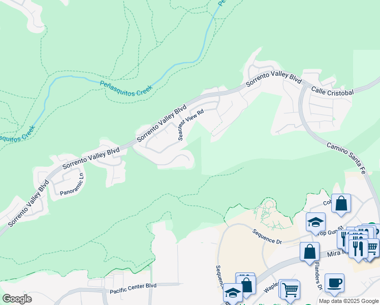 map of restaurants, bars, coffee shops, grocery stores, and more near 5970 Shaw Lopez Row in San Diego