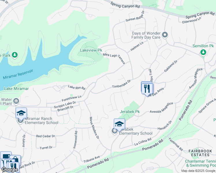 map of restaurants, bars, coffee shops, grocery stores, and more near 10606 Falcon Rim Point in San Diego