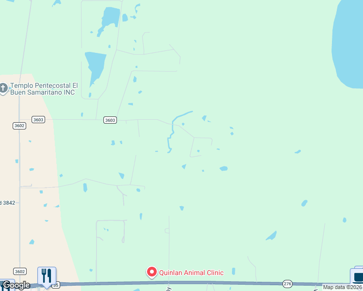 map of restaurants, bars, coffee shops, grocery stores, and more near 1192 Nob Hill Road in Quinlan