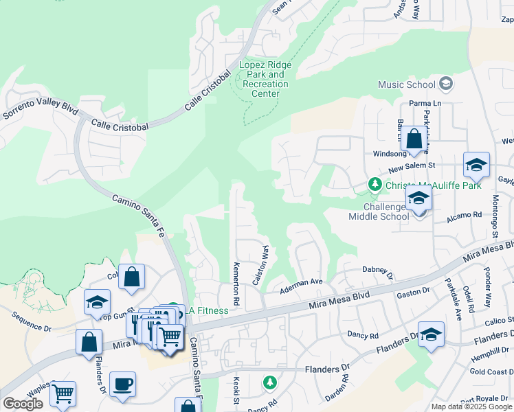 map of restaurants, bars, coffee shops, grocery stores, and more near 7161 Canyon Hill Place in San Diego