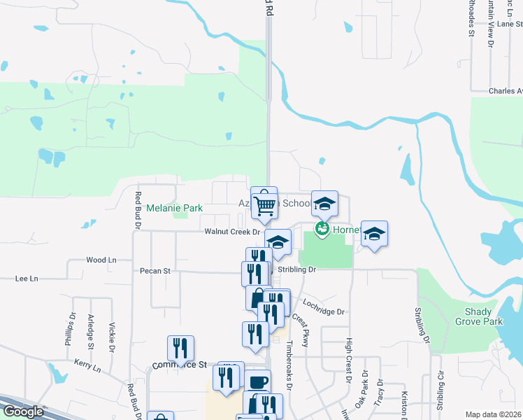 map of restaurants, bars, coffee shops, grocery stores, and more near 1133 Boyd Road in Azle