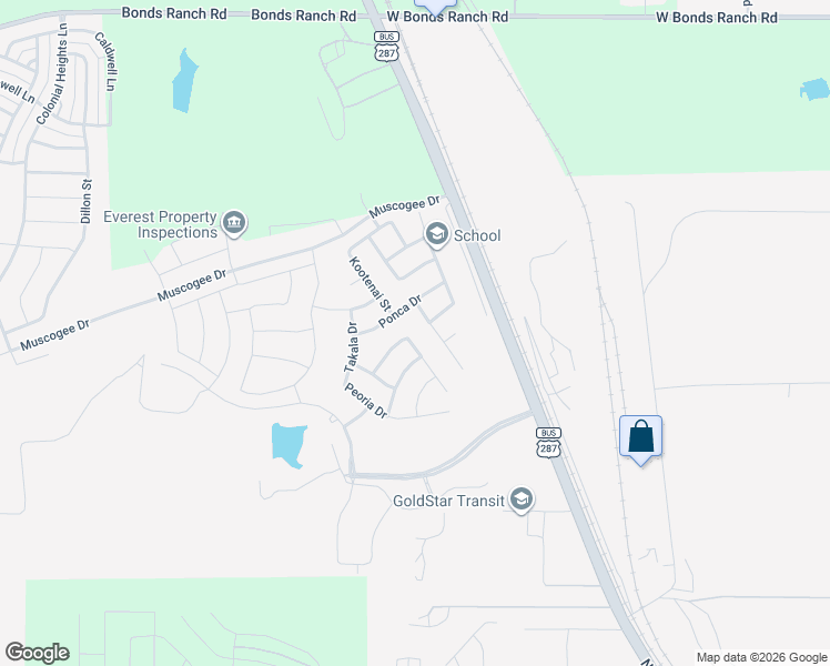 map of restaurants, bars, coffee shops, grocery stores, and more near 10857 North Saginaw Boulevard in Fort Worth