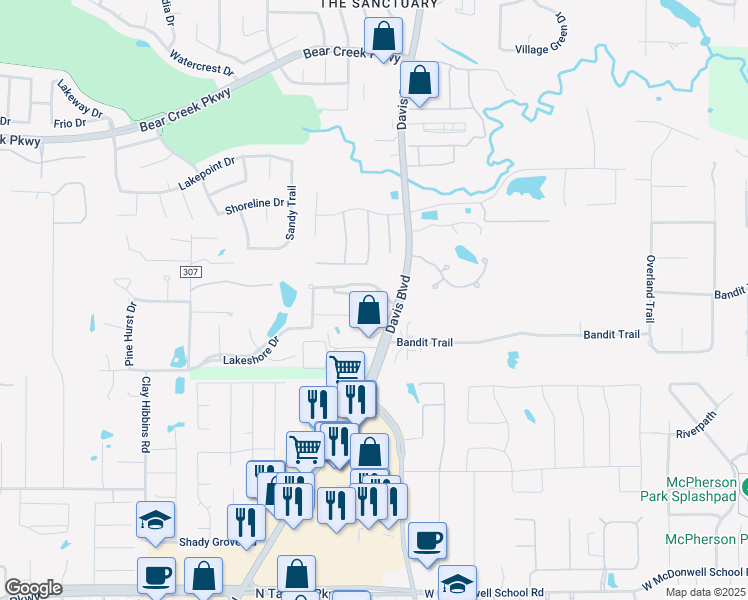 map of restaurants, bars, coffee shops, grocery stores, and more near 2854 Volterra Way in Keller