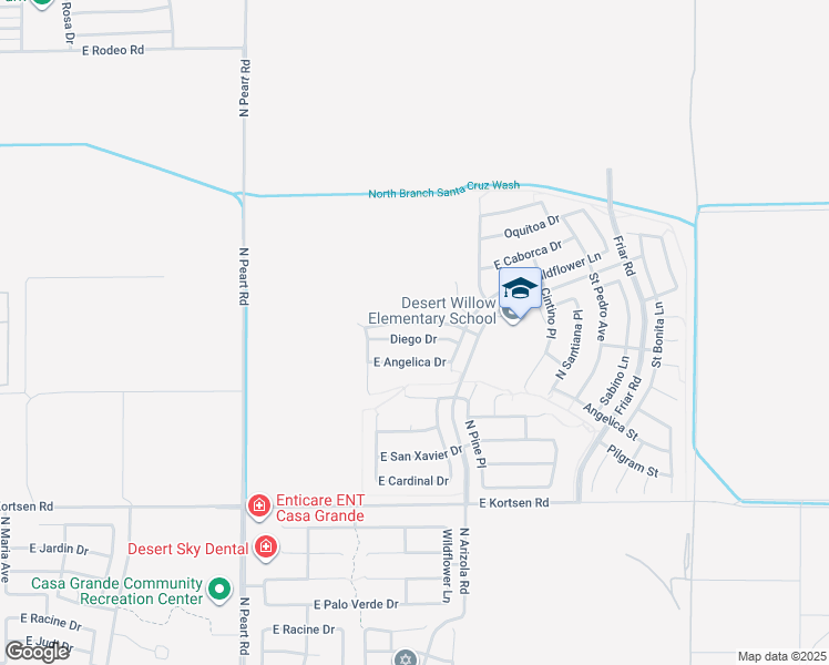 map of restaurants, bars, coffee shops, grocery stores, and more near 1652 Diego Drive in Casa Grande