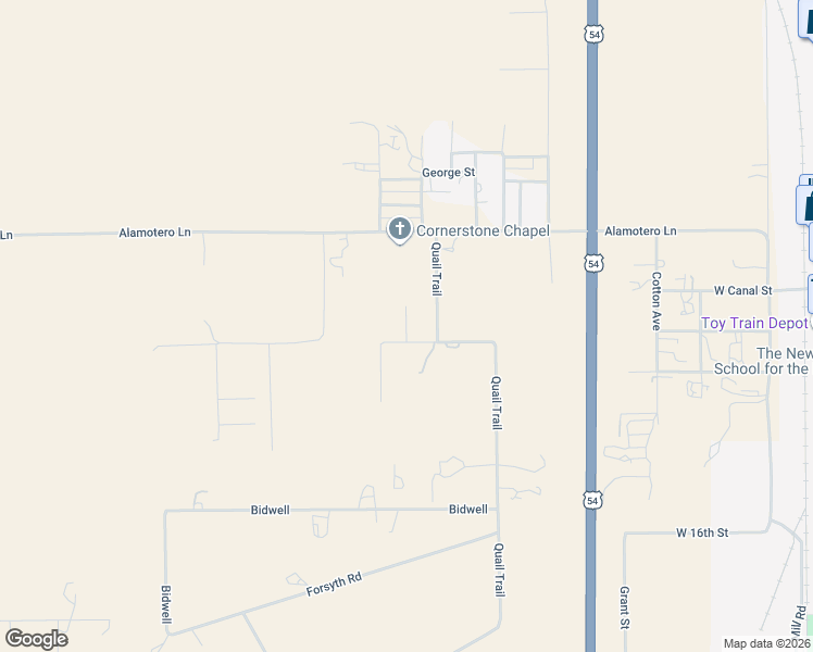 map of restaurants, bars, coffee shops, grocery stores, and more near Pheasant Trail in Alamogordo