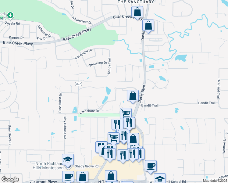 map of restaurants, bars, coffee shops, grocery stores, and more near 1008 Pienza Path in Keller