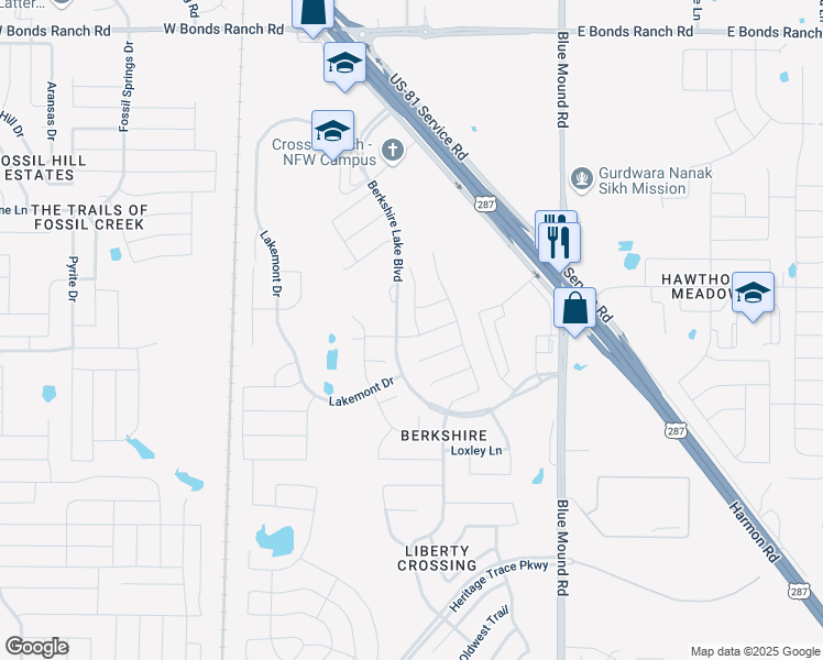map of restaurants, bars, coffee shops, grocery stores, and more near 513 Ambrose Street in Fort Worth