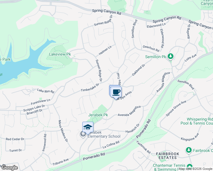 map of restaurants, bars, coffee shops, grocery stores, and more near 11859 Saint Moritz Terrace in San Diego
