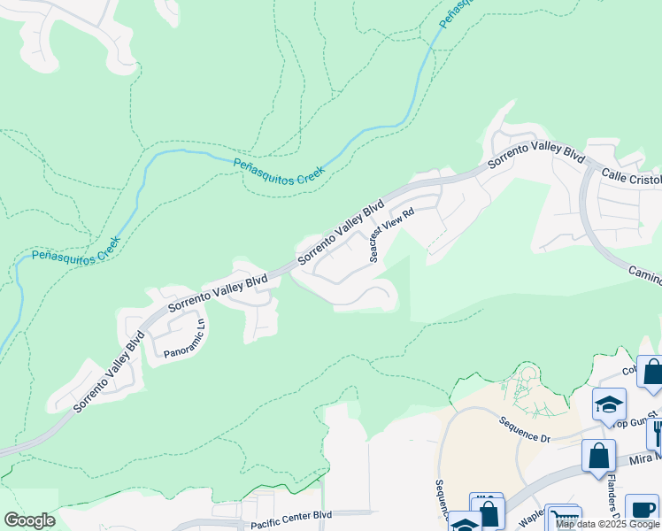 map of restaurants, bars, coffee shops, grocery stores, and more near 10842 Seapoint Way in San Diego