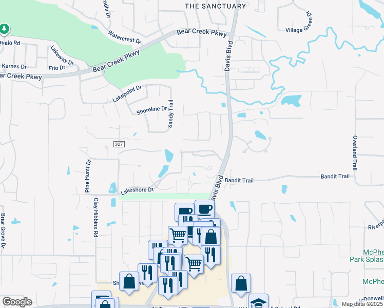 map of restaurants, bars, coffee shops, grocery stores, and more near 2826 Volterra Way in Keller