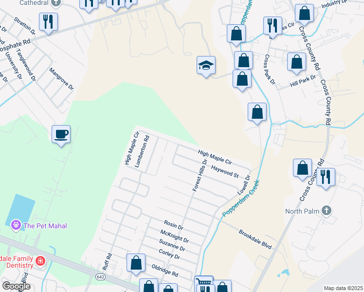 map of restaurants, bars, coffee shops, grocery stores, and more near 7758 High Maple Circle in North Charleston