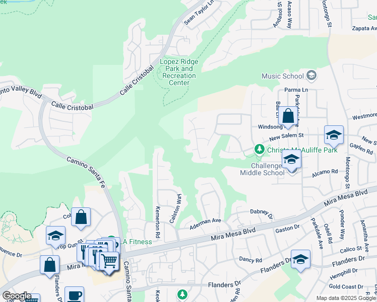map of restaurants, bars, coffee shops, grocery stores, and more near 7161 Canyon Hill Place in San Diego