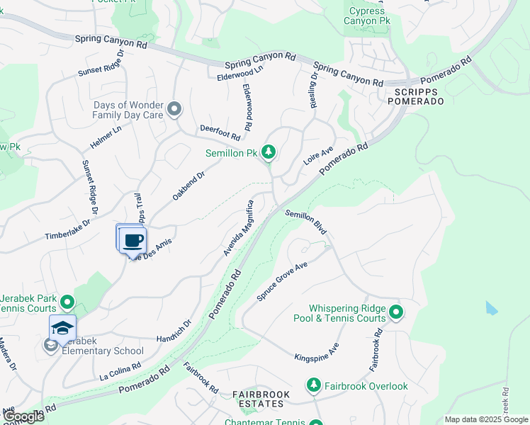 map of restaurants, bars, coffee shops, grocery stores, and more near 10513 Medoc Court in San Diego