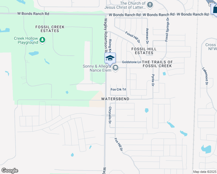 map of restaurants, bars, coffee shops, grocery stores, and more near 10237 Fox Springs Drive in Fort Worth