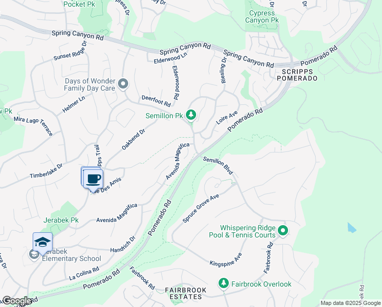 map of restaurants, bars, coffee shops, grocery stores, and more near 12158 Loire Circle in San Diego