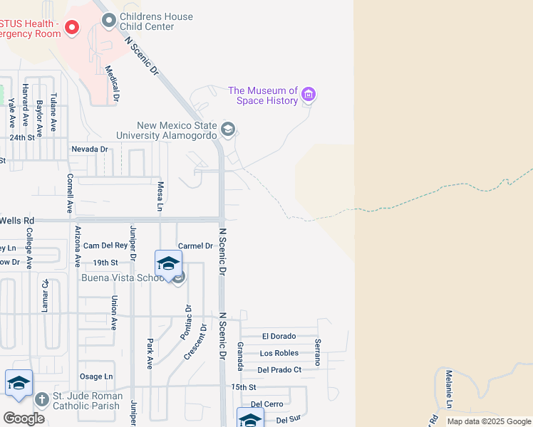 map of restaurants, bars, coffee shops, grocery stores, and more near 3051 Indian Wells Road in Alamogordo