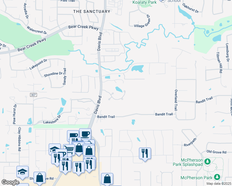 map of restaurants, bars, coffee shops, grocery stores, and more near 8744 Ramblewood Court in Keller