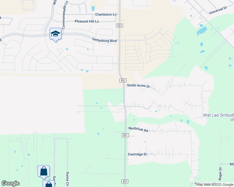 map of restaurants, bars, coffee shops, grocery stores, and more near 2758 Farm to Market Road 551 in Royse City
