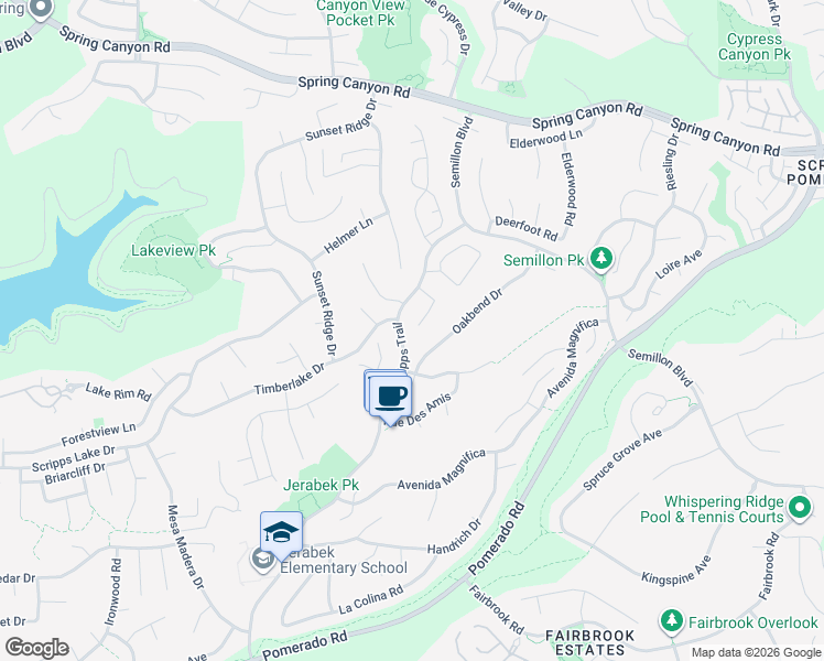 map of restaurants, bars, coffee shops, grocery stores, and more near 10808 Red Fern Circle in San Diego
