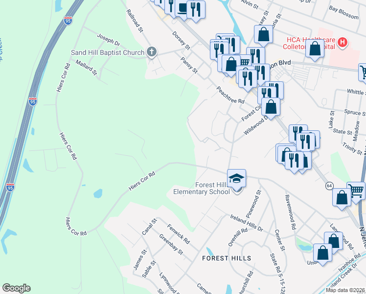 map of restaurants, bars, coffee shops, grocery stores, and more near 890 Hiers Corner Road in Walterboro