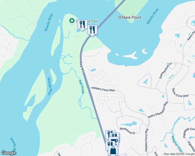 map of restaurants, bars, coffee shops, grocery stores, and more near 2904 Eddy Drive in Mount Pleasant