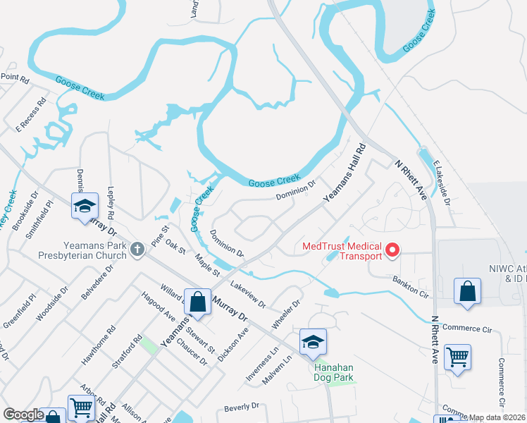 map of restaurants, bars, coffee shops, grocery stores, and more near 5910 Commonwealth Circle in Hanahan