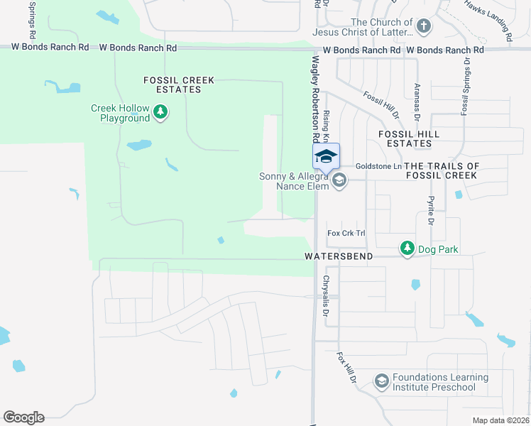 map of restaurants, bars, coffee shops, grocery stores, and more near 900 Creek Hollow Lane in Fort Worth