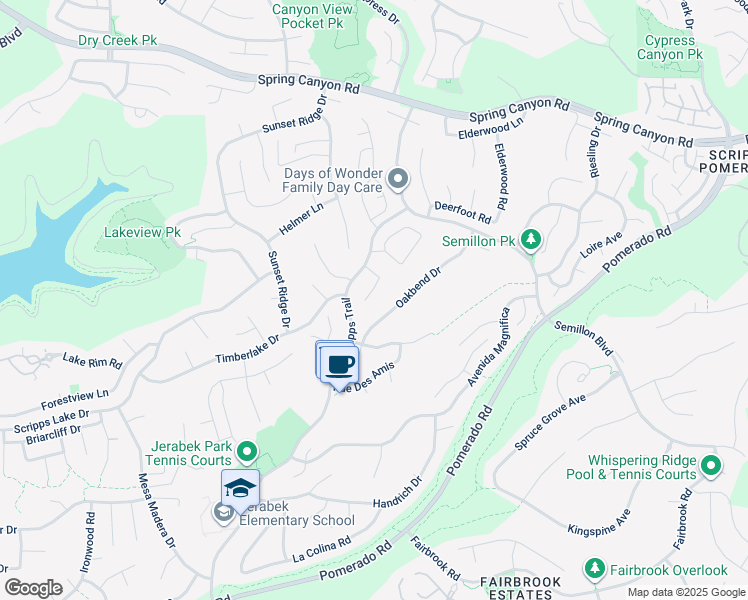 map of restaurants, bars, coffee shops, grocery stores, and more near 10819 Red Fern Circle in San Diego
