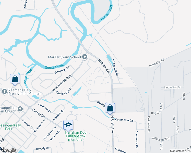 map of restaurants, bars, coffee shops, grocery stores, and more near 1014 Galaxie Drive in Hanahan