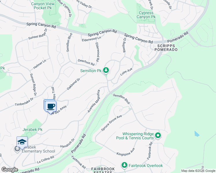 map of restaurants, bars, coffee shops, grocery stores, and more near 12158 Loire Circle in San Diego