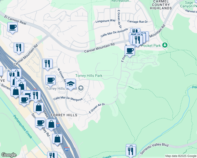 map of restaurants, bars, coffee shops, grocery stores, and more near 4326 Calle Mejillones in San Diego