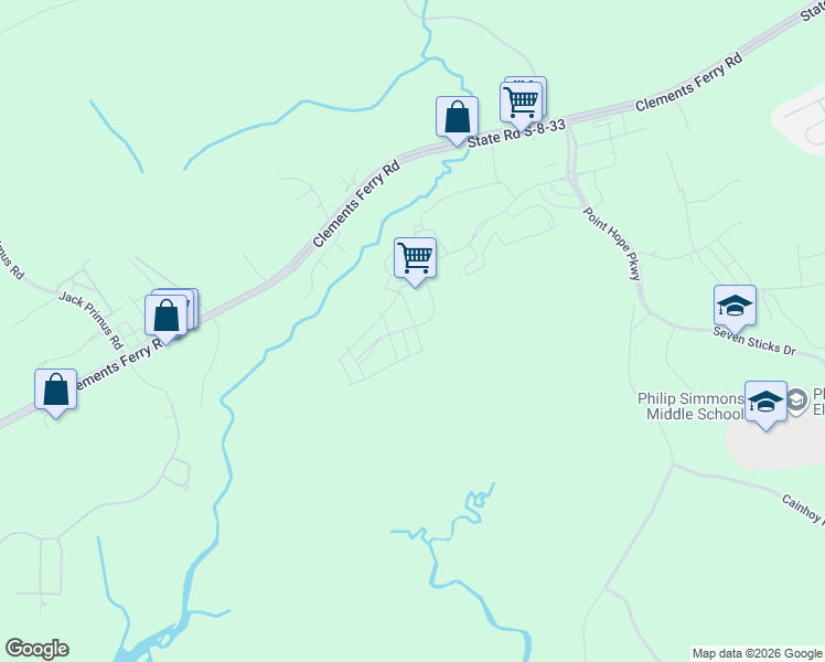 map of restaurants, bars, coffee shops, grocery stores, and more near Unnamed Road in Charleston