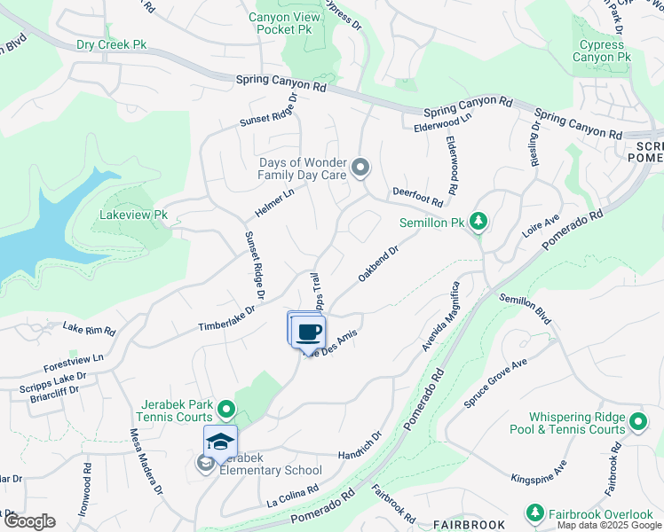map of restaurants, bars, coffee shops, grocery stores, and more near 10819 Red Fern Circle in San Diego
