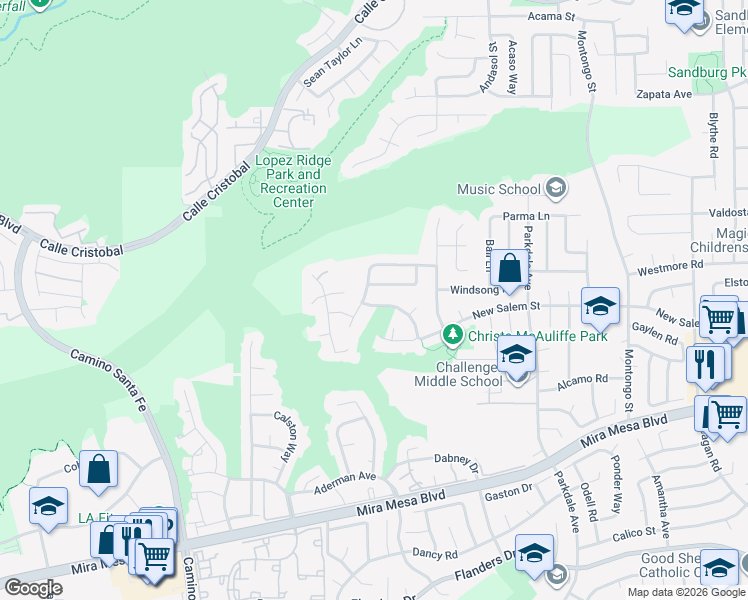 map of restaurants, bars, coffee shops, grocery stores, and more near 10985 Sunny Meadow Street in San Diego
