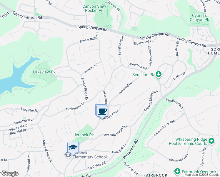 map of restaurants, bars, coffee shops, grocery stores, and more near 10819 Red Fern Circle in San Diego