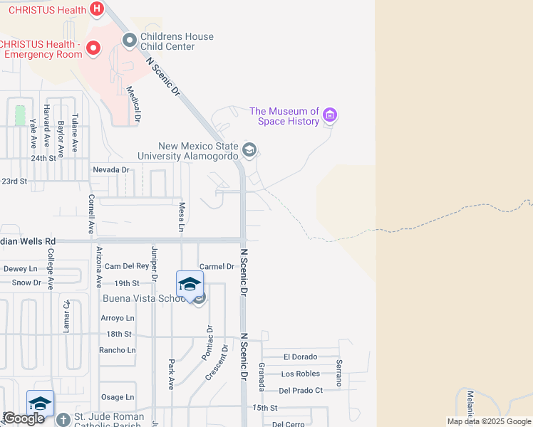 map of restaurants, bars, coffee shops, grocery stores, and more near 3051 Indian Wells Road in Alamogordo