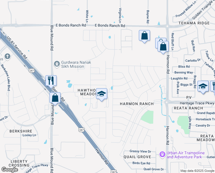 map of restaurants, bars, coffee shops, grocery stores, and more near 9701 Deephaven Drive in Fort Worth