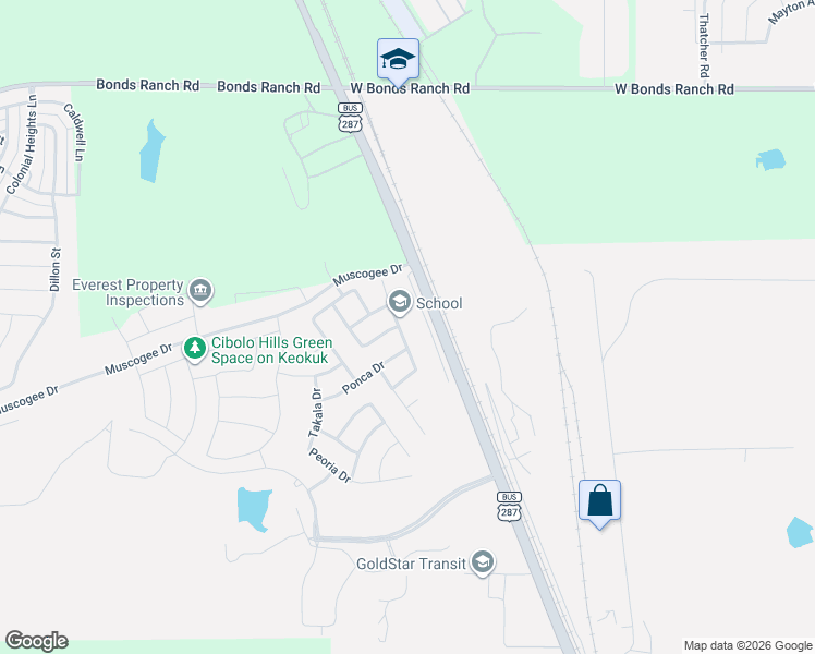 map of restaurants, bars, coffee shops, grocery stores, and more near 10857 North Saginaw Boulevard in Fort Worth