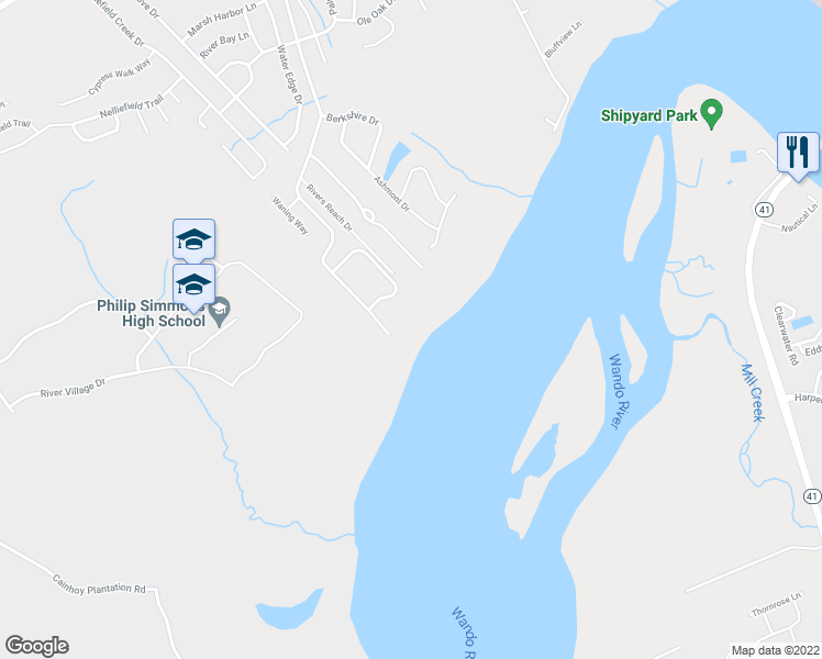 map of restaurants, bars, coffee shops, grocery stores, and more near 1218 Rivers Reach Drive in Charleston