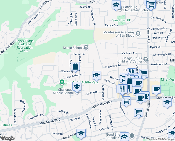 map of restaurants, bars, coffee shops, grocery stores, and more near 10924 Whitehall Circle in San Diego