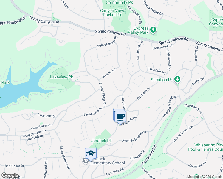 map of restaurants, bars, coffee shops, grocery stores, and more near 11018 Glencreek Circle in San Diego