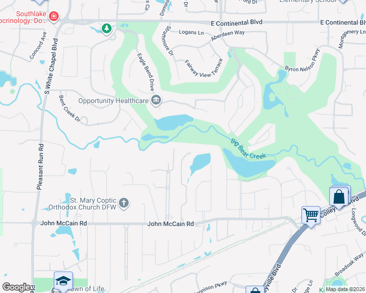 map of restaurants, bars, coffee shops, grocery stores, and more near 7316 Trianon Ct in Colleyville
