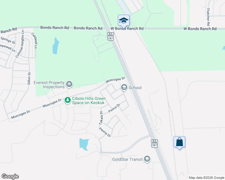 map of restaurants, bars, coffee shops, grocery stores, and more near 10857 North Saginaw Boulevard in Fort Worth
