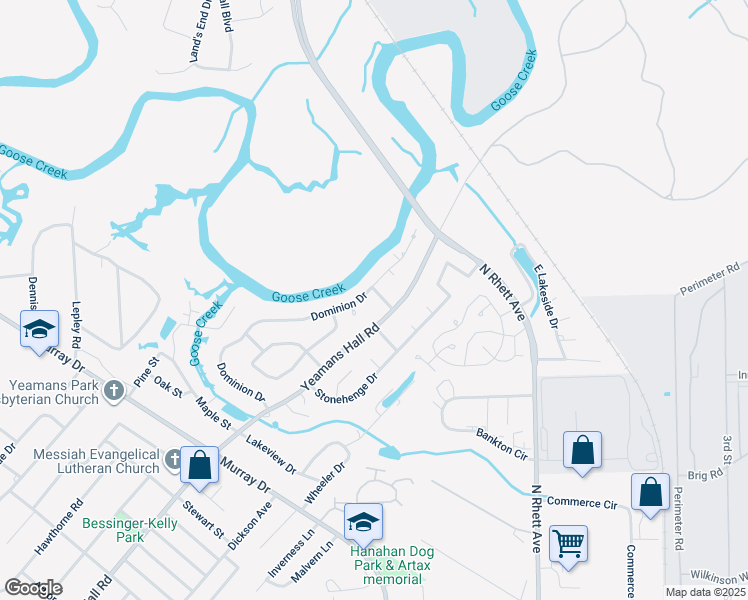 map of restaurants, bars, coffee shops, grocery stores, and more near 5905 Old Colony Drive in Hanahan