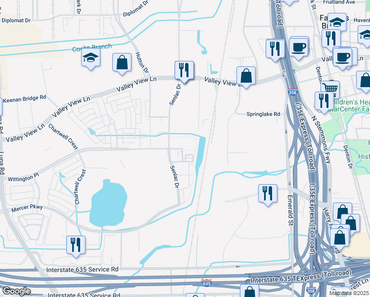 map of restaurants, bars, coffee shops, grocery stores, and more near 2061 Wittington Place in Farmers Branch