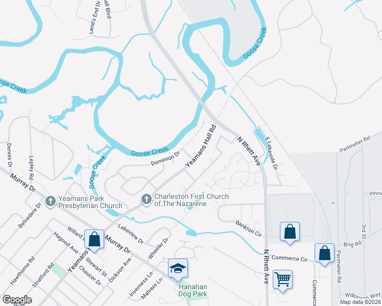 map of restaurants, bars, coffee shops, grocery stores, and more near 5902 Old Colony Drive in Hanahan