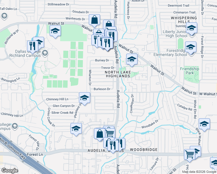 map of restaurants, bars, coffee shops, grocery stores, and more near in Dallas